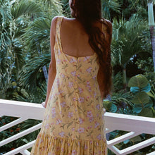 Load image into Gallery viewer, Coco Shop Low Back Dress in Yellow Hibiscus