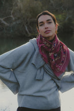 Load image into Gallery viewer, Maison Lecomte Flament Secret Garden Raspberry Scarf in Wool/Silk Blend