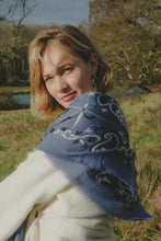 Load image into Gallery viewer, Maison Lecomte Flament Wool and Cashmere Bandana Scarf in Blue Granit