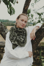 Load image into Gallery viewer, Maison Lecomte Flament Wool and Cashmere Bandana Scarf in Khaki/Green