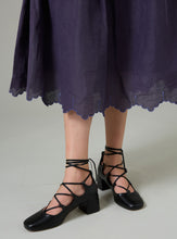 Load image into Gallery viewer, Thierry Colson Verde Skirt in Jacobean Scallops-Navy