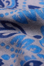 Load image into Gallery viewer, Maison Lecomte Flament Wool and Silk Bandana Scarf in Stone & Blue