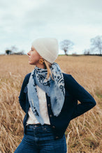 Load image into Gallery viewer, Maison Lecomte Flament Wool and Cashmere Bandana Scarf in Riviera Blue