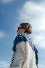 Load image into Gallery viewer, Maison Lecomte Flament Wool and Cashmere Bandana Scarf in Navy