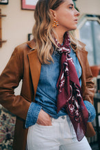 Load image into Gallery viewer, Maison Lecomte Flament Fine Cotton Voile Bandana Scarf in Bordeaux