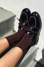 Load image into Gallery viewer, Le Bon Shoppe Cacao with Light Blue Polka Dot Socks