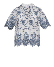 Load image into Gallery viewer, Loretta Caponi Alda Top in Persian Blue Broderie Anglaise