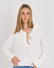 Load image into Gallery viewer, Phoebe Cotton Polo Sweater in Off White