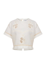 Load image into Gallery viewer, Lug Von Siga Off White Dakota Top with Embroidery and Lace Insets