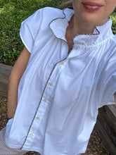 Load image into Gallery viewer, Reversible Ada Top in White with Liberty Piping