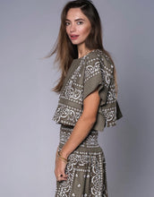 Load image into Gallery viewer, Embroidered Bandana Top in Army Green-One Size