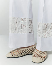 Load image into Gallery viewer, Destree Yoshitomo Broderie Anglaise Trimmed Cotton Poplin Straight Leg Pants