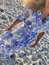 Load image into Gallery viewer, Evi Grintela Valerie Shirt Dress in Blue and White Sea Shell Print