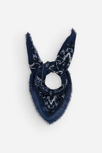Load image into Gallery viewer, Maison Lecomte Flament Wool and Cashmere Bandana Scarf in Navy