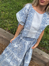 Load image into Gallery viewer, Embroidered Bandana Skirt in Light Blue-One Size