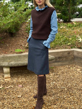 Load image into Gallery viewer, APOF Bello Skirt in Navy Tweed