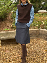 Load image into Gallery viewer, APOF Bello Skirt in Navy Tweed