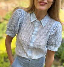 Load image into Gallery viewer, Masscob Tambora Top in Blue Vichy Check