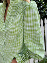 Load image into Gallery viewer, Andion Amelia Blouse in Green Gingham with Hand Embroidery
