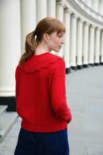 Load image into Gallery viewer, The Jakob Scalloped Heirloom Sweater in Red