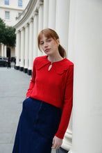 Load image into Gallery viewer, The Jakob Scalloped Heirloom Sweater in Red