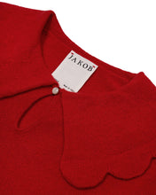 Load image into Gallery viewer, The Jakob Scalloped Heirloom Sweater in Red