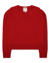 Load image into Gallery viewer, The Jakob Scalloped Heirloom Sweater in Red