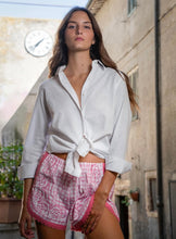 Load image into Gallery viewer, Embroidered Bandana Shorts Pink Gingham Check