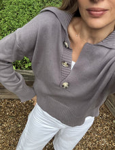 Load image into Gallery viewer, Phoebe Cotton Polo Sweater in Mushroom