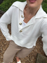 Load image into Gallery viewer, Phoebe Cotton Polo Sweater in Off White