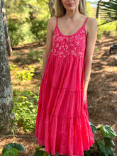 Load image into Gallery viewer, Thierry Colson Veruschka Dress in Raspberry Wildflower Embrodiery