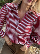 Load image into Gallery viewer, Diega Red Striped Cotton Blouse