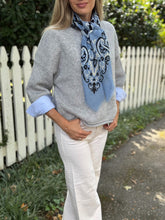 Load image into Gallery viewer, Maison Lecomte Flament Wool and Cashmere Bandana Scarf in Riviera Blue