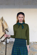 Load image into Gallery viewer, The Tiny Big Sister Moss Green Scarf Neck Cardigan