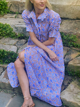Load image into Gallery viewer, Thierry Colson Venetia Dress in Arancio and Lavender Parrot Print

