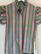 Load image into Gallery viewer, Thierry Colson Vike Blouse in Green and Pink Check