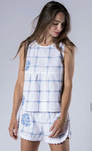 Load image into Gallery viewer, Orsina Embroidered Sleeveless Blouse in Blue Roses