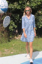 Load image into Gallery viewer, Annabel Blue China Blue Flower Shorter Kaftan/Cover-up
