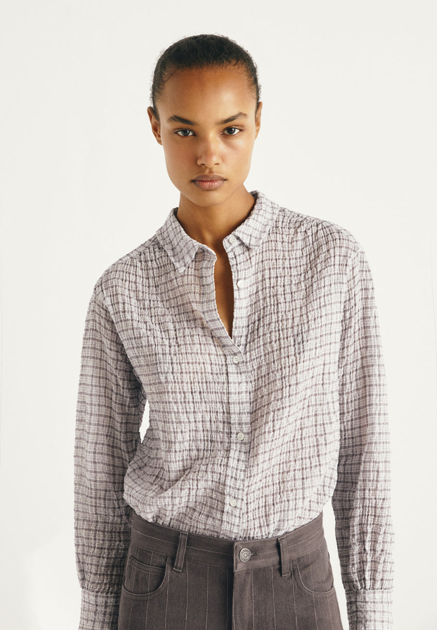 Masscob Kley Blouse in Checkered Textured Cotton