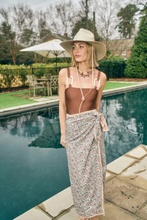 Load image into Gallery viewer, Savannah Skirt in Pressed Primrose Floral/Reverses to Stripe
