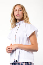 Load image into Gallery viewer, APOF Ada Top in White Cotton with Ciara Liberty Print Piping
