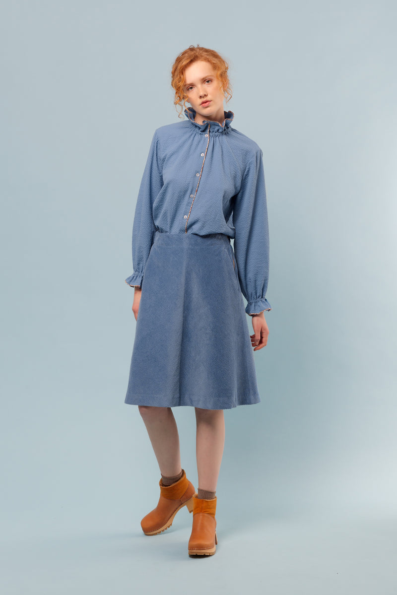 APOF Bello Skirt in Blue Corduroy