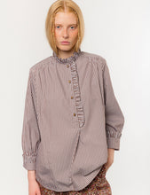 Load image into Gallery viewer, APOF Agata Blouse in Brown and White Stripe
