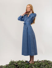 Load image into Gallery viewer, APOF Maya Dress in Chevron Blue Liberty Print
