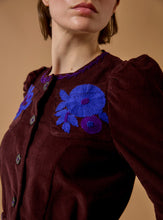 Load image into Gallery viewer, Thierry Colson Corduroy Arabella Jacket in Chocolate/Cobalt/Purple
