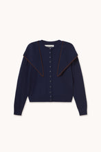 Load image into Gallery viewer, The Tiny Big Sister Navy/Chocolate Scarf Neck Cardigan
