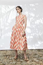 Load image into Gallery viewer, Punicana Peekaboo Dress in Orange Chevron
