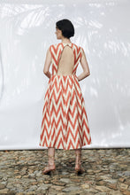 Load image into Gallery viewer, Punicana Peekaboo Dress in Orange Chevron
