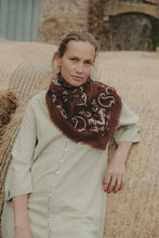 Load image into Gallery viewer, Maison Lecomte Flament Wool and Silk Bandana Scarf in Chocolate Brown
