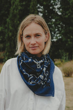 Load image into Gallery viewer, Maison Lecomte Flament Fine Cotton Voile Bandana Scarf in Navy
